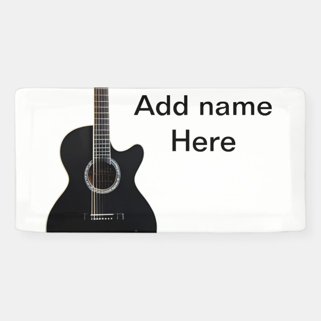 Add you name text brown acoustic guitar editable t banner (Horizontal)