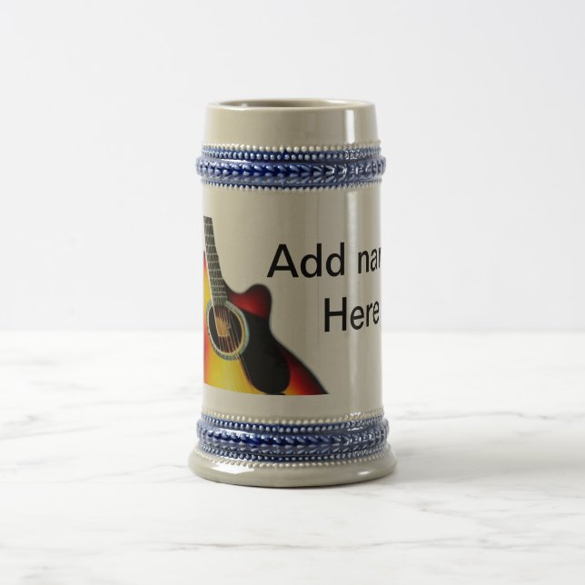 Add you name text brown acoustic guitar editable t beer stein (Center)