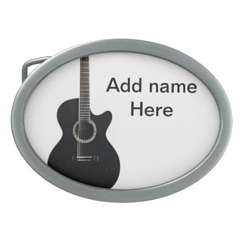 Add you name text brown acoustic guitar editable t belt buckle