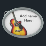 Add you name text brown acoustic guitar editable t belt buckle<br><div class="desc">For music lovers like us</div>