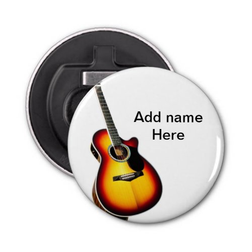 Add you name text brown acoustic guitar editable t bottle opener