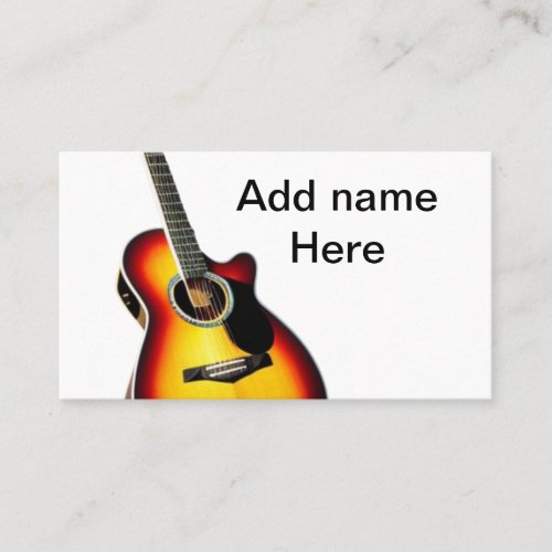 Add you name text brown acoustic guitar editable t business card