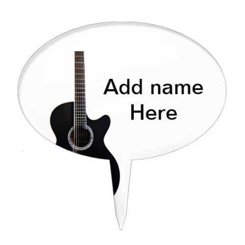 Add you name text brown acoustic guitar editable t cake topper