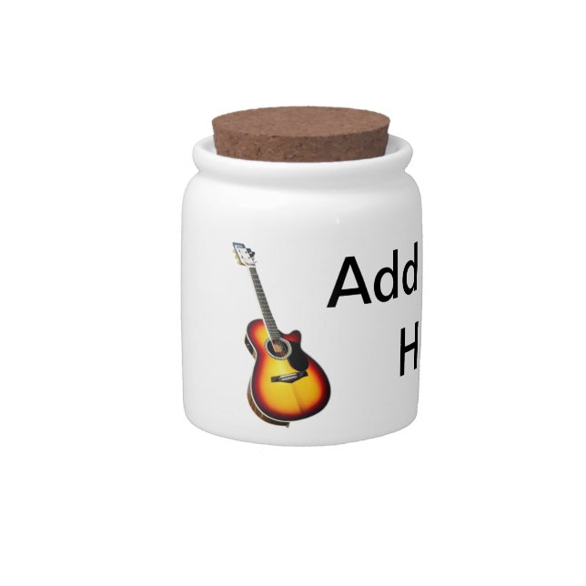 Add you name text brown acoustic guitar editable t candy jar (Front)