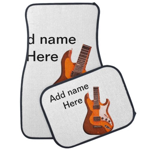 Add you name text brown acoustic guitar editable t car floor mat