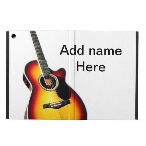 Add you name text brown acoustic guitar editable t case for iPad air