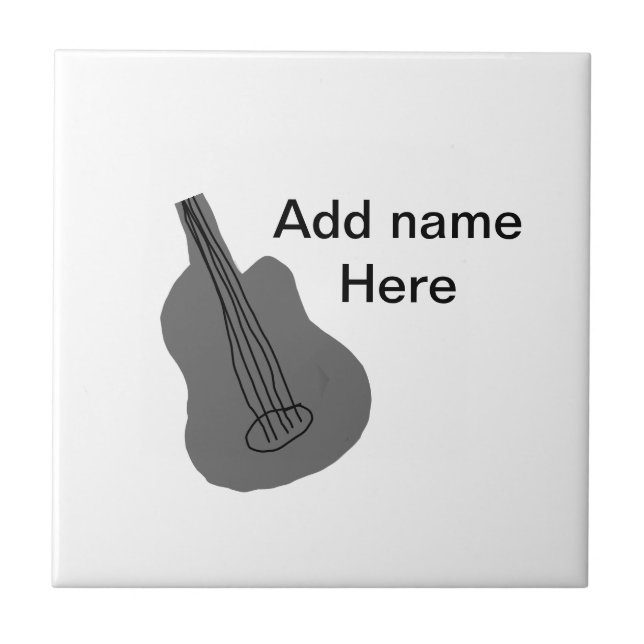 Add you name text brown acoustic guitar editable t ceramic tile (Front)
