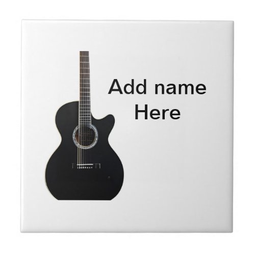 Add you name text brown acoustic guitar editable t ceramic tile