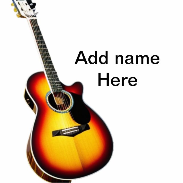 Add you name text brown acoustic guitar editable t cutout (Front)