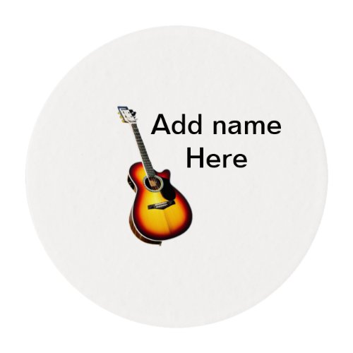 Add you name text brown acoustic guitar editable t edible frosting rounds
