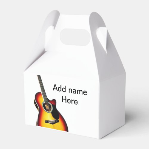 Add you name text brown acoustic guitar editable t favor boxes
