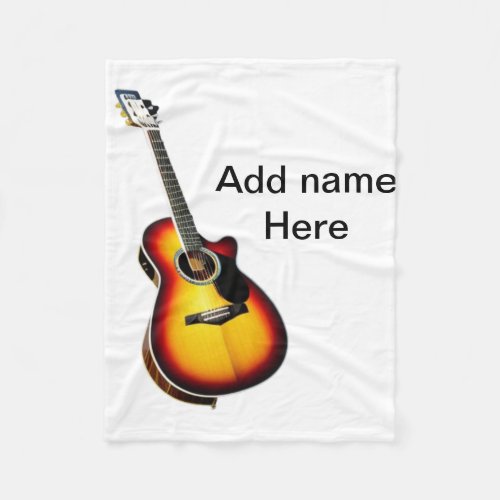 Add you name text brown acoustic guitar editable t fleece blanket