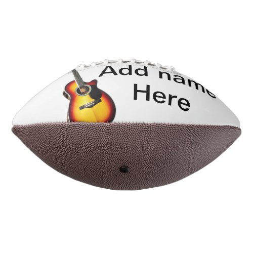 Add you name text brown acoustic guitar editable t football