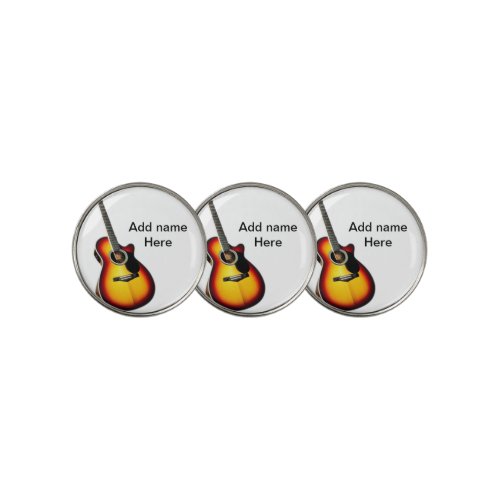 Add you name text brown acoustic guitar editable t golf ball marker