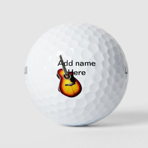 Add you name text brown acoustic guitar editable t golf balls