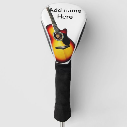 Add you name text brown acoustic guitar editable t golf head cover