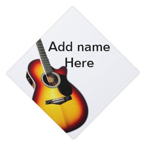Add you name text brown acoustic guitar editable t graduation cap topper