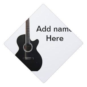 Add you name text brown acoustic guitar editable t graduation cap topper