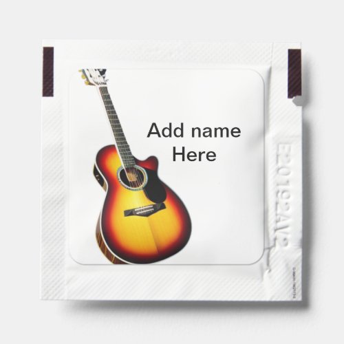Add you name text brown acoustic guitar editable t hand sanitizer packet