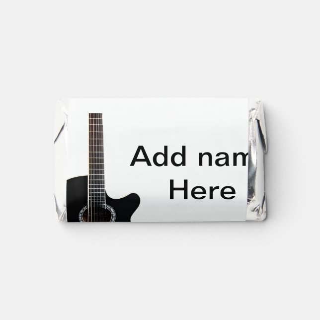Add you name text brown acoustic guitar editable t hershey's miniatures (Front)