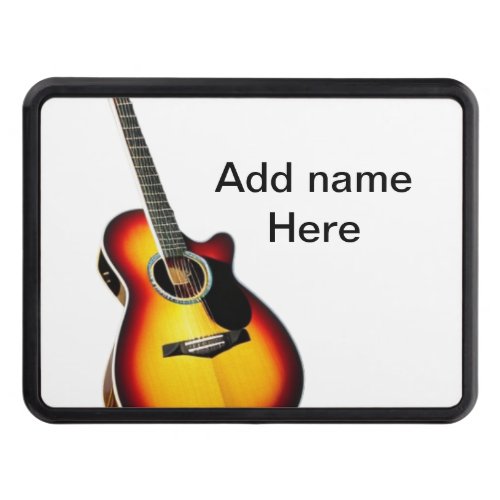 Add you name text brown acoustic guitar editable t hitch cover