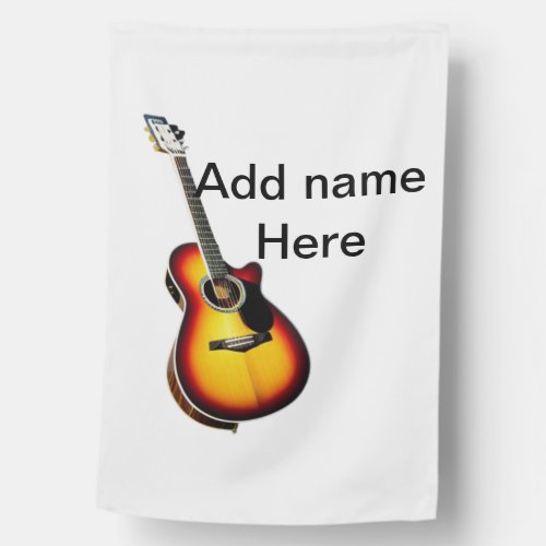 Add you name text brown acoustic guitar editable t house flag