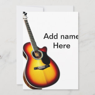 Add you name text brown acoustic guitar editable t invitation