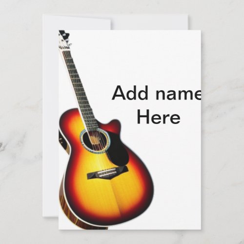 Add you name text brown acoustic guitar editable t invitation