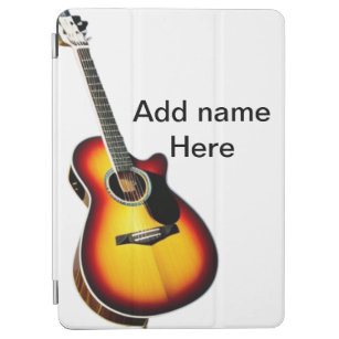 Add you name text brown acoustic guitar editable t iPad air cover