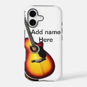 Add you name text brown acoustic guitar editable t iPhone 17 case