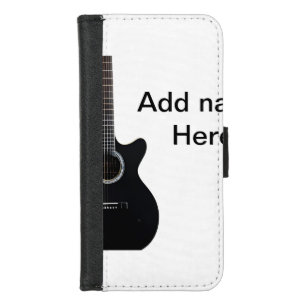 Add you name text brown acoustic guitar editable t iPhone 8/7 wallet case