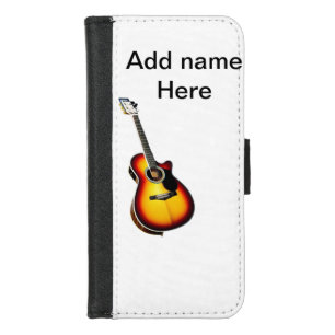 Add you name text brown acoustic guitar editable t iPhone 8/7 wallet case