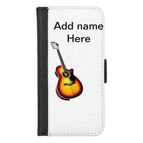 Add you name text brown acoustic guitar editable t iPhone 87 wallet case