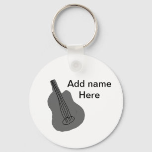 Add you name text brown acoustic guitar editable t keychain