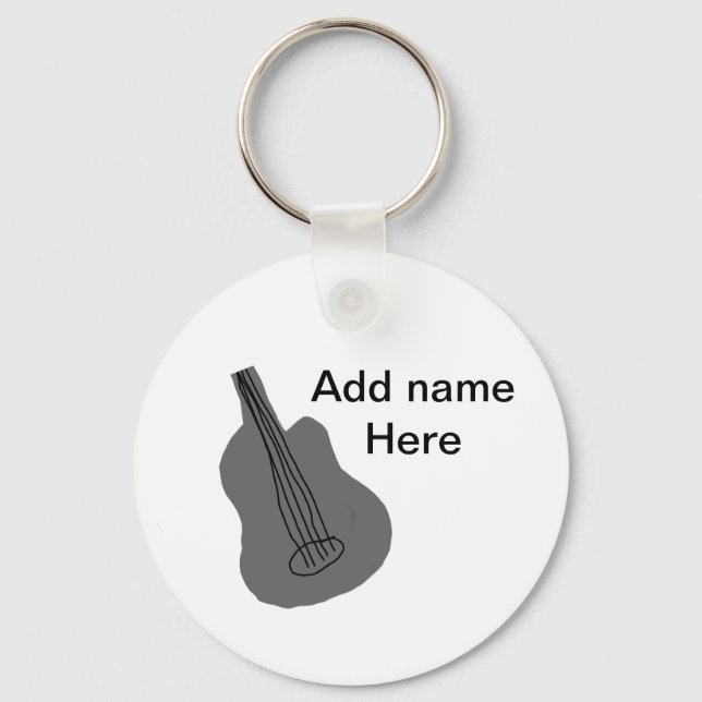 Add you name text brown acoustic guitar editable t keychain (Front)