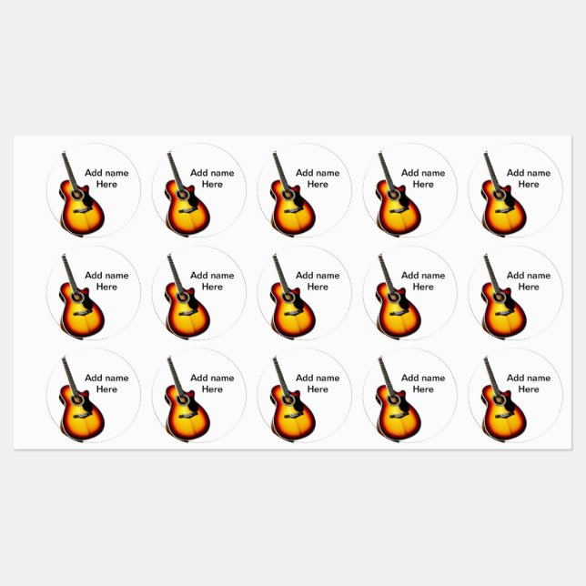 Add you name text brown acoustic guitar editable t labels (Sheet)