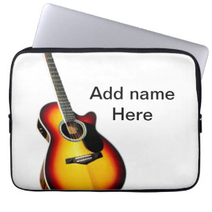 Add you name text brown acoustic guitar editable t laptop sleeve