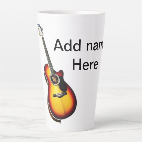 Add you name text brown acoustic guitar editable t latte mug