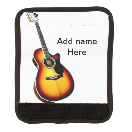 Add you name text brown acoustic guitar editable t luggage handle wrap