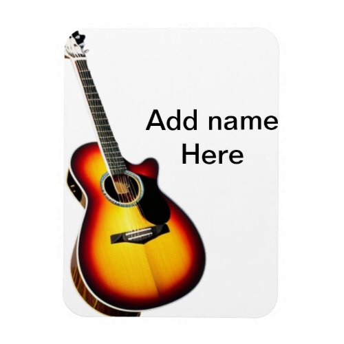 Add you name text brown acoustic guitar editable t magnet
