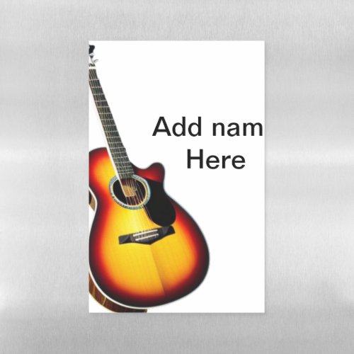 Add you name text brown acoustic guitar editable t magnetic dry erase sheet