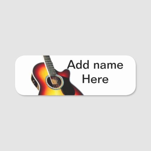 Add you name text brown acoustic guitar editable t name tag