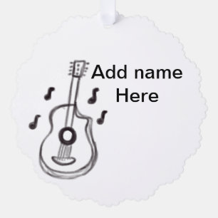 Add you name text brown acoustic guitar editable t ornament card
