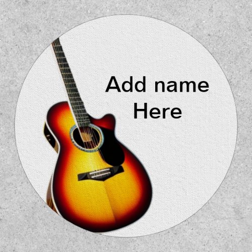 Add you name text brown acoustic guitar editable t patch