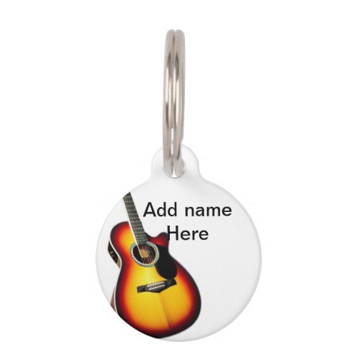 Add you name text brown acoustic guitar editable t pet ID tag