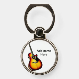 Add you name text brown acoustic guitar editable t phone ring stand