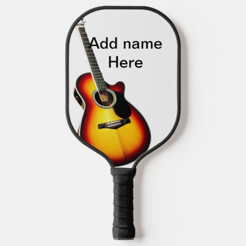 Add you name text brown acoustic guitar editable t pickleball paddle