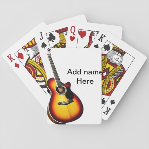 Add you name text brown acoustic guitar editable t playing cards