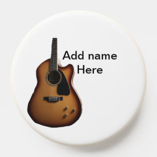 Add you name text brown acoustic guitar editable t PopSocket