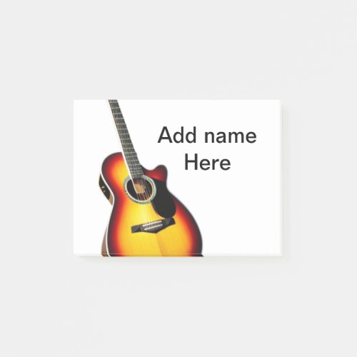 Add you name text brown acoustic guitar editable t post_it notes